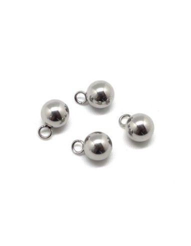 Pendentif bille argenté en acier inoxydable
