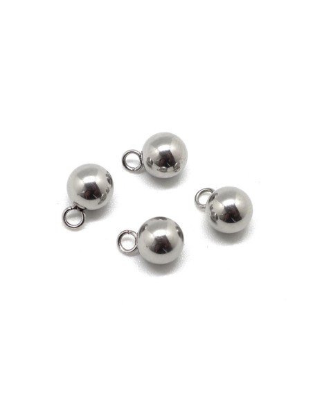 Pendentif bille argenté en acier inoxydable