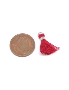 Mini pompon 1,7cm rouge framboise et métal argenté 2