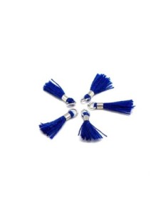 Mini pompon 1,3cm bleu nuit et métal argenté