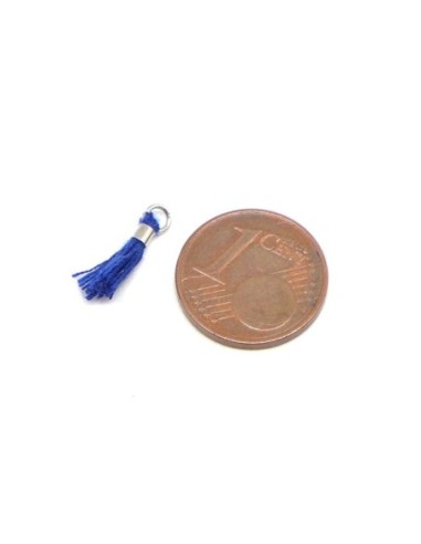 Petit pompon bleu nuit et métal argenté