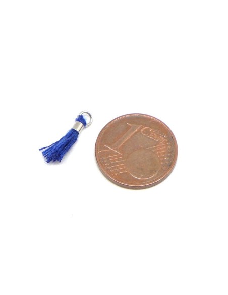 Petit pompon bleu nuit et métal argenté