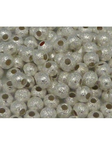 R-5 Perles brillantes en métal argenté texturé 4mm