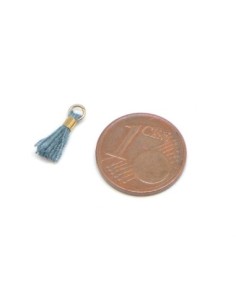 Mini pompon 1,3cm vert gris et métal doré 2