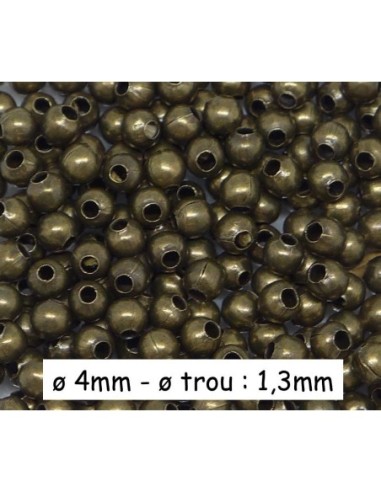 Petite perle fine et légère en métal de couleur bronze ronde lisse 4mm