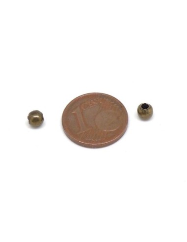 Petite perle  ronde 4mm fine et légère en métal de couleur bronze