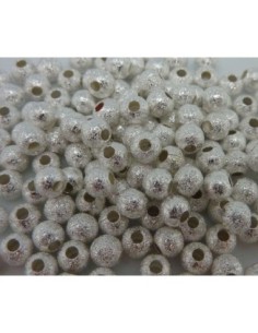 R-5 Perles brillantes en métal argenté texturé 4mm 2