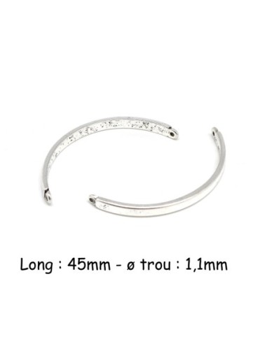 Intercalaire, demi jonc 45mm très incurvé, en métal argenté pour bracelet bangle