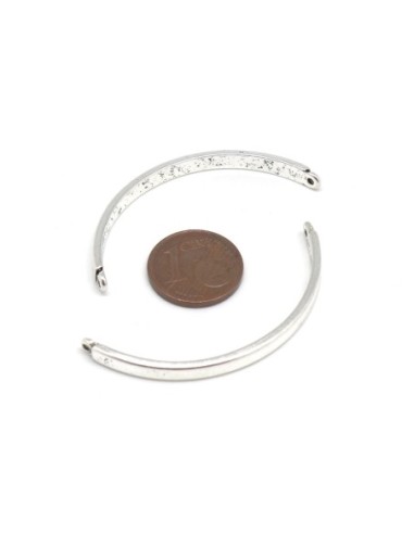 Intercalaire, demi cercle 45mm très incurvé, en métal argenté pour bracelet bangle