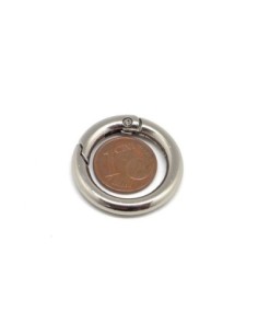 Mousqueton rond, porte clé, anse de sac  28mm en métal argenté 2