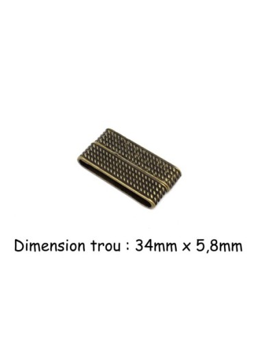 Fermoir aimanté rectangle manchette bronze travaillé ethnique