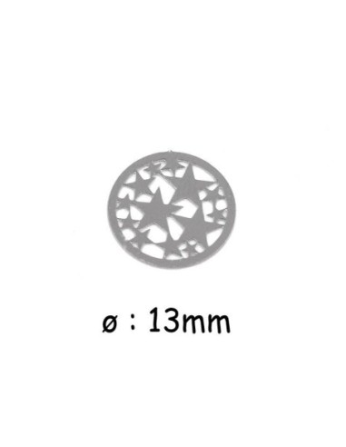 Perle connecteur étoile filigrane ronde en métal argenté fin et léger