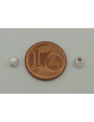 R-5 Perles brillantes en métal argenté texturé 4mm