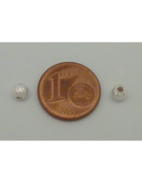 R-5 Perles brillantes en métal argenté texturé 4mm