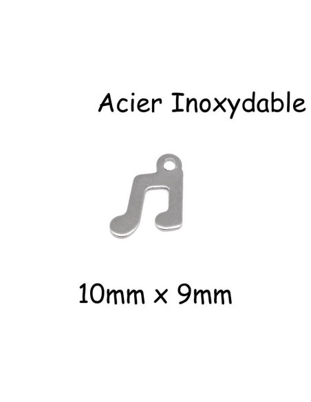 petite breloque note de musique argenté en acier inoxydable