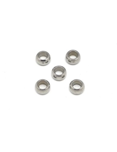 Perle à gros trou en acier inoxydable argenté 7mm x 4mm intercalaire