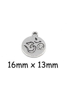 Pendentif pastille symbole Om argenté en métal 16mm