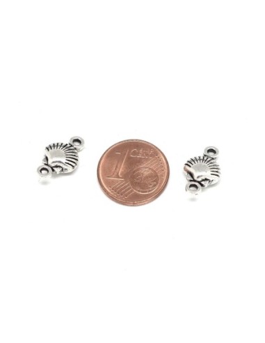 Perle intercalaire coquille saint Jacques en métal argenté