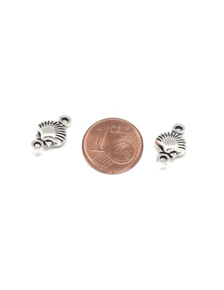 Perle intercalaire coquille saint Jacques en métal argenté