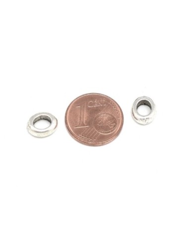 Perle intercalaire ovale argenté en métal à gros trou - Intercalaire ovale