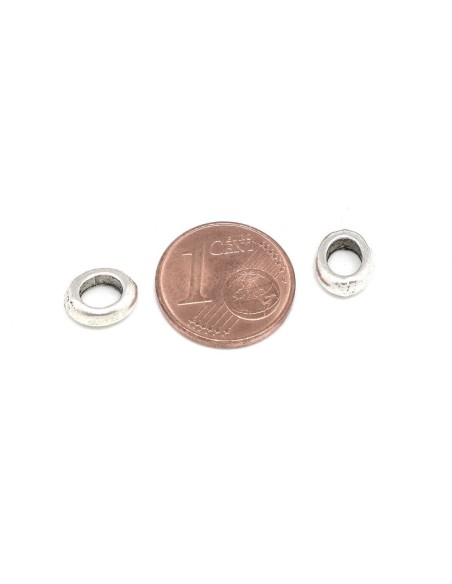 Perle intercalaire ovale argenté en métal à gros trou - Intercalaire ovale
