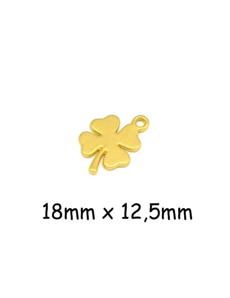 Pendentif trèfle à 4 feuilles en métal doré zamak, porte bonheur