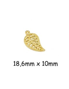 Breloque feuille ajouré en métal doré zamak