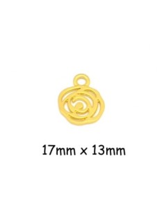 Breloque fleur camélia en métal doré zamak