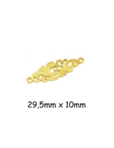 Perle connecteur estampe feuille en métal doré travaillé fligrane - zamak