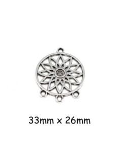 perle connecteur attrape rêve Dreamcatcher en métal argenté