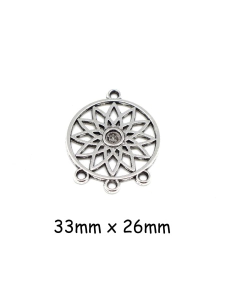 perle connecteur attrape rêve Dreamcatcher en métal argenté