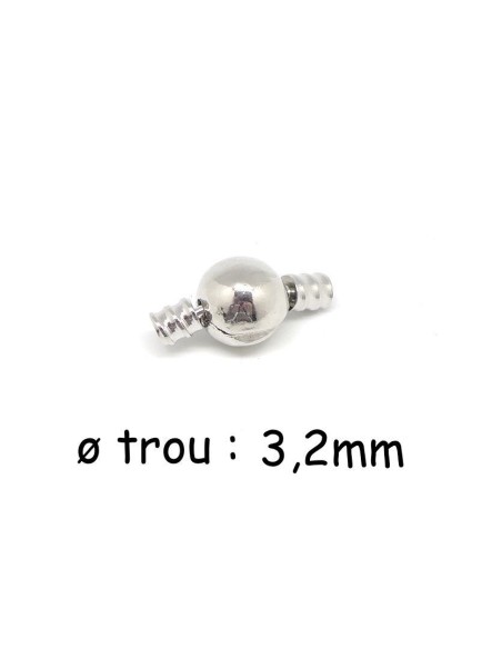 Fermoir clip rond pour cordon de 3mm en métal argenté style pandora