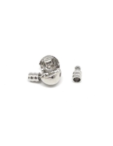 Fermoir clip rond pour cordon cuir de 3mm en métal argenté style pandora