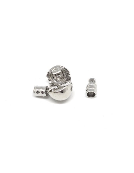 Fermoir clip rond pour cordon cuir de 3mm en métal argenté style pandora