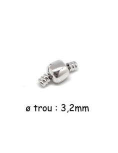 Fermoir clip cylindre pour cordon de 3mm en métal argenté style pandora