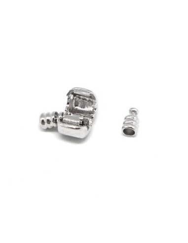 Fermoir clip cylindre pour cordon de 3mm en métal argenté style pandora pas cher