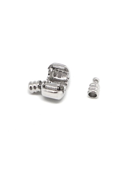 Fermoir clip cylindre pour cordon de 3mm en métal argenté style pandora pas cher