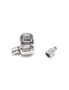 Fermoir clip pour cordon de 4mm en métal argenté pour perles à gros trou 2