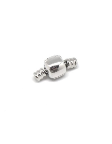 Fermoir clip arrondi pour cordon cuir de 4mm en métal argenté style Pandora
