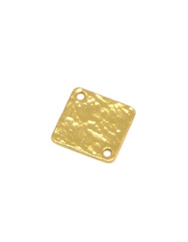 Perle carré doré en métal martelé, en zamak