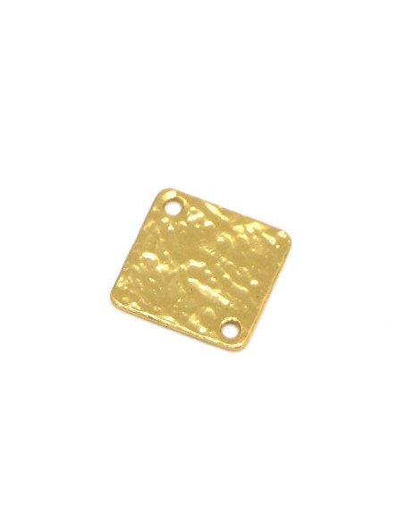 Perle carré doré en métal martelé, en zamak