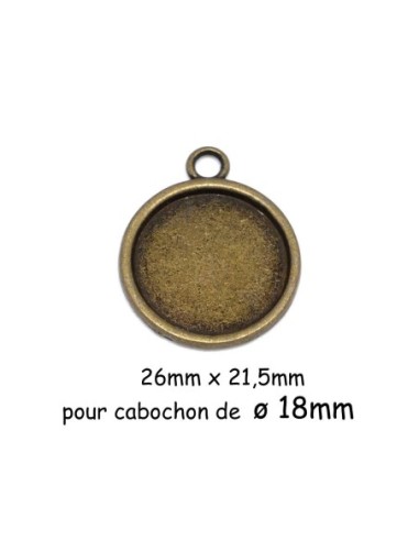 Pendentif rond pour cabochon de 18mm en métal de couleur bronze