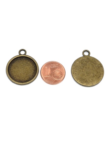Pendentif pour cabochon de 18mm en métal de couleur bronze