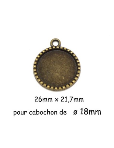 Pendentif rond Tour Eiffel pour cabochon de 18mm en métal de couleur bronze