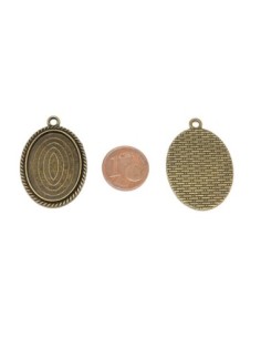 Pendentif ovale pour cabochon de 25mmx18mm en métal de couleur bronze 2