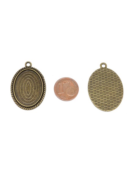 Pendentif bronze ovale pour cabochon de 18mm x 25mm