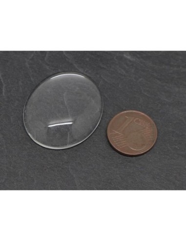 Cabochon ovale en verre  25mm x 30mm effet loupe