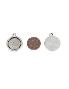 Breloque ronde pour cabochon rond de 15mm en métal argenté 2
