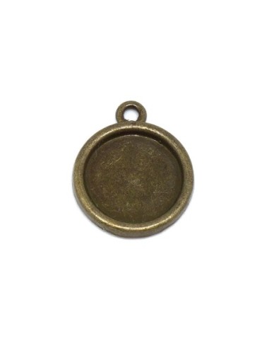 Pendentif pour cabochon rond de 15mm en métal de couleur bronze