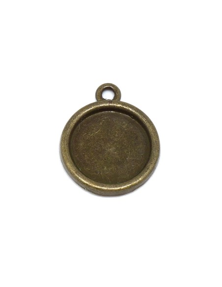 Pendentif pour cabochon rond de 15mm en métal de couleur bronze